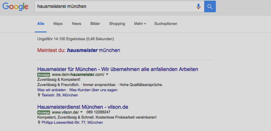 screenshot Google adwords